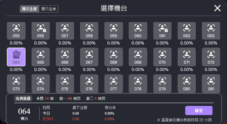 戰神賽特試玩，顯示紫底有空位